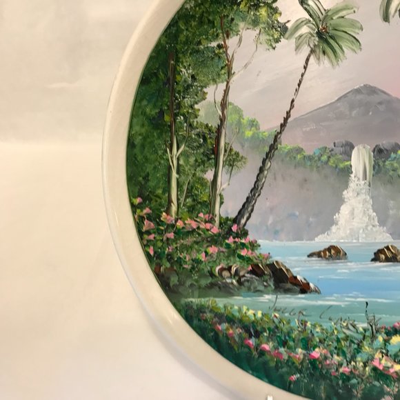 Original Oil Painting on Ceramic Plate Artist Signed Decorative Wall Hanging - Picture 4 of 6